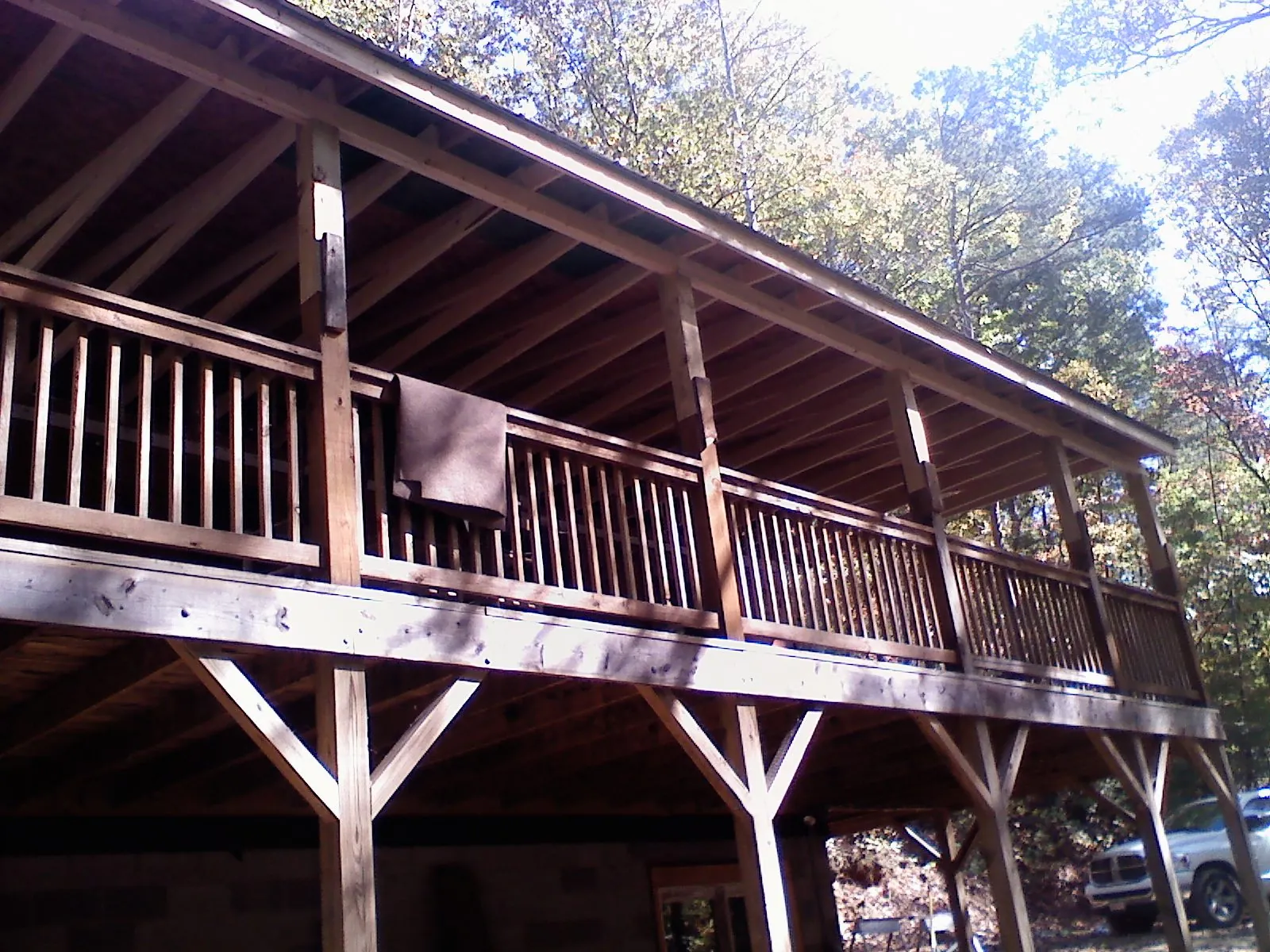 Timber framing under a new elevated porch and deck — Roof Leak Repair in Annawan by Roofing Brothers